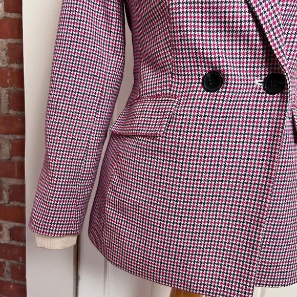 Talbots Double Breasted Pink Houndstooth Blazer 2P Plaid Jacket - Picture 5 of 13